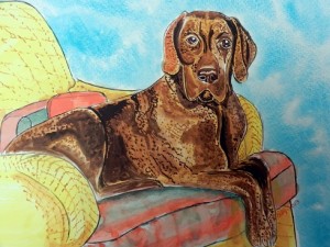 Watercolor of Meshach on his chair