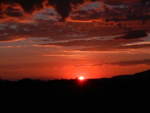 Blood red desert sunrise