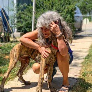 Dr Kim with Great Dane puppy