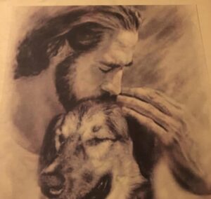 Jesus Hugging Dog