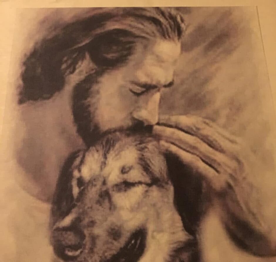 Jesus Hugging Dog